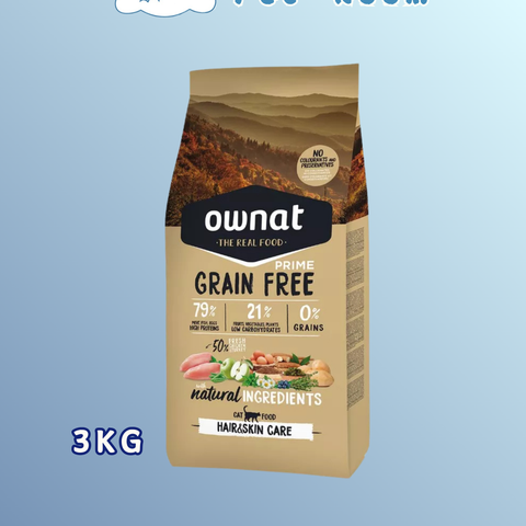 Ownat 全齡貓 - 放牧雞肉與火雞貓糧1KG (皮毛靚)